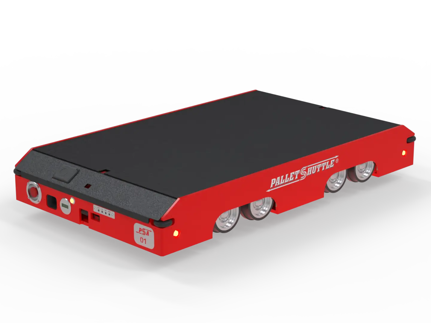 4D flat automated pallet shuttle vehicle with wheels